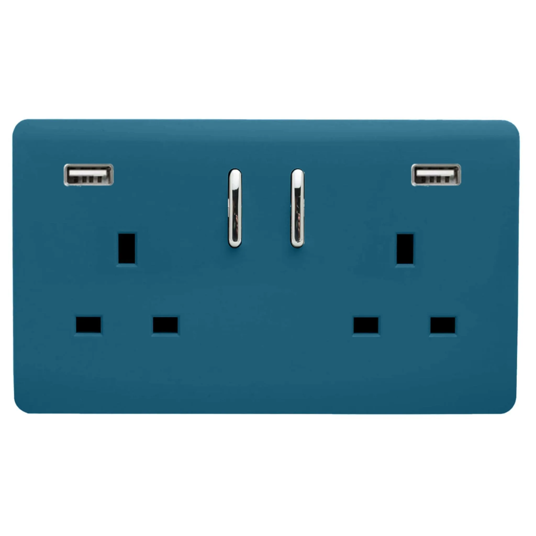 ART-SKT213USB21AAOB  2 Gang 13Amp Short S/W Double Socket With 2x2.1Mah USB Ocean Blue